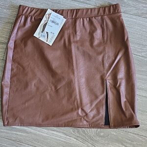 NWT Nordstrom Tan Faux Leather Skirt